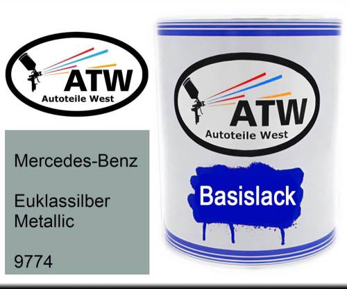 Mercedes-Benz, Euklassilber Metallic, 9774: 1L Lackdose, von ATW Autoteile West.